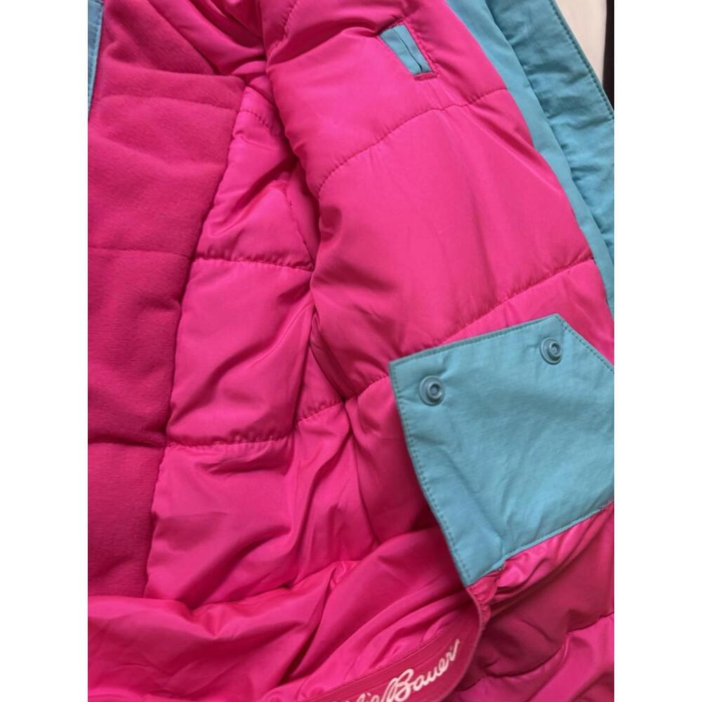 Eddie Bauer Kids Ski Jacket- Waterproof Insulated Coat light Blue w/navy/pink - Picture 8 of 9